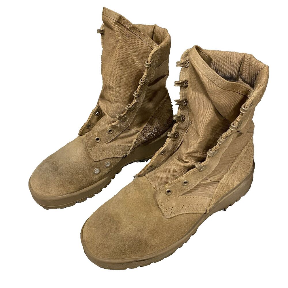 US Army Hot Weather Combat Boots Men 7 W Coyote Vibram Military Tactical USA 798